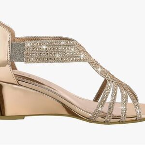 Embellished Rose Gold Wedge Sandal